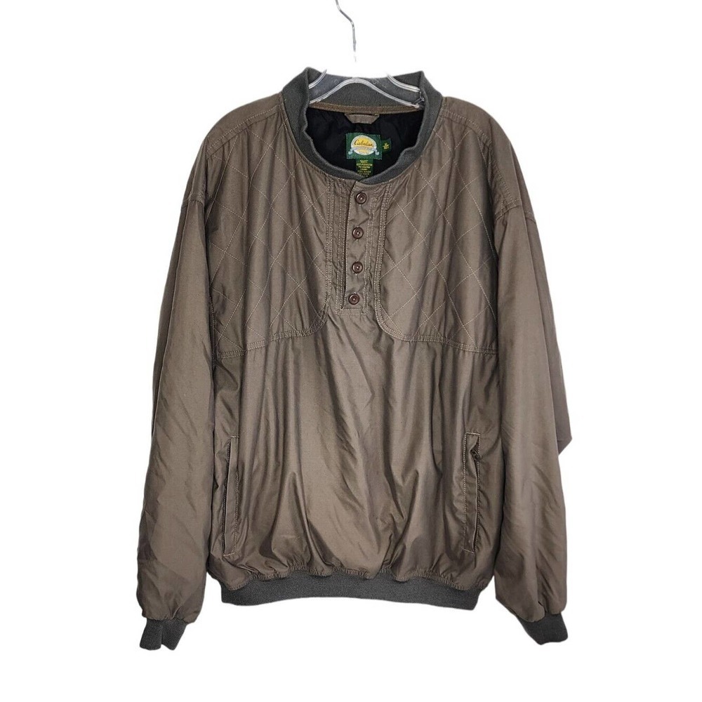 Cabela's Jacket Pullover Quilted Chest Brown Size XL Reg Hunting Shooting Lined